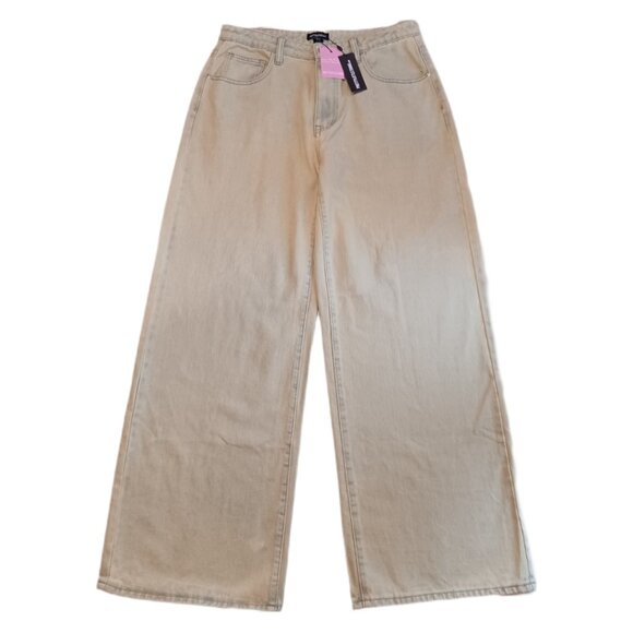 Pretty Little Thing Womens Size 8 Jeans Vintage Wash Wide Leg Low Rise Jeans Y2K - Picture 9 of 10